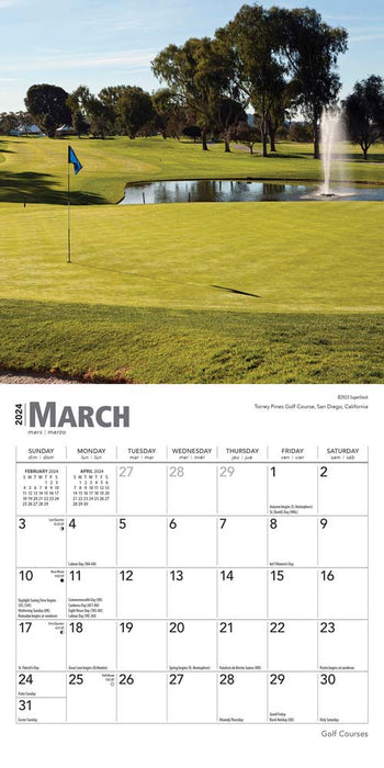2024 Golf Courses Mini Wall Calendar