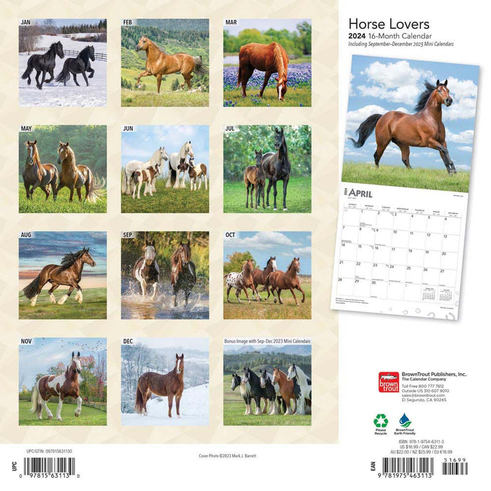 2024 Horse Lovers Wall Calendar