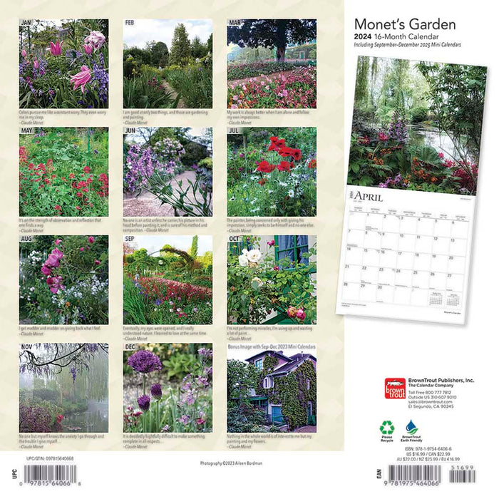 2024 Monet's Garden Wall Calendar