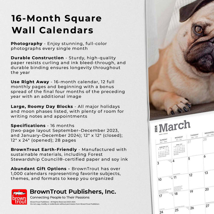2024 Pugs Wall Calendar