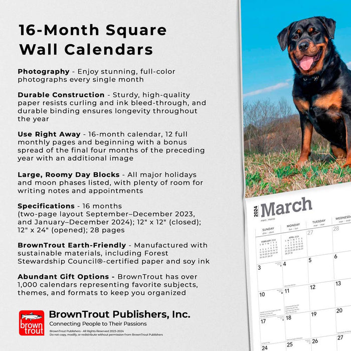 2024 Rottweilers Wall Calendar