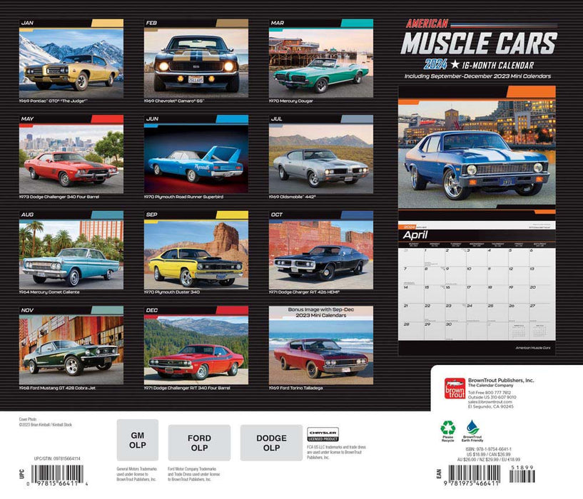 2024 American Muscle Cars Large Wall Calendar — Calendar Club