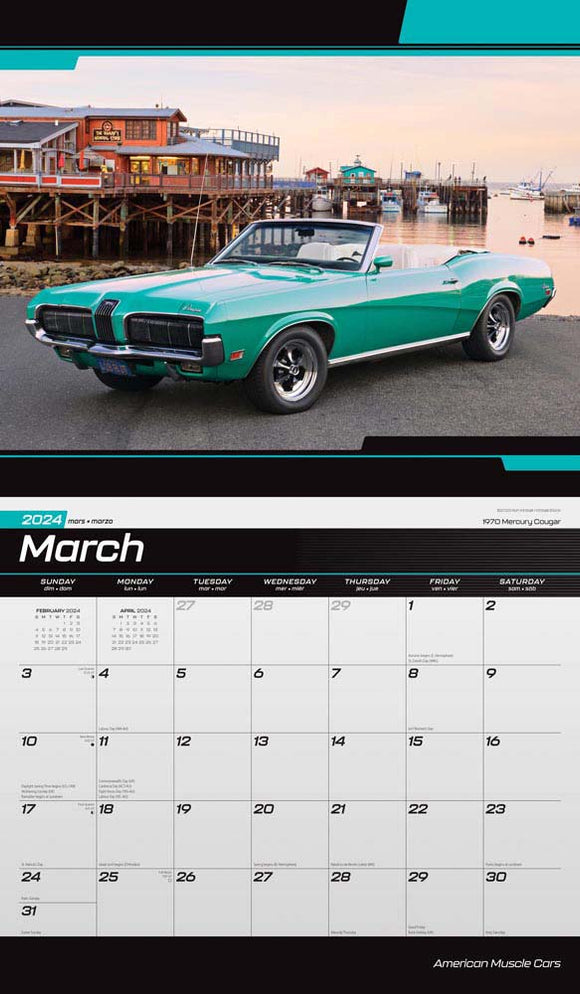 2024 American Muscle Cars Large Wall Calendar — Calendar Club