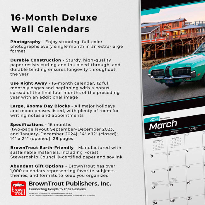 2024 American Muscle Cars Large Wall Calendar
