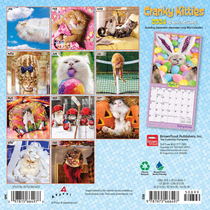 2024 Avanti Cranky Kitties Mini Wall Calendar