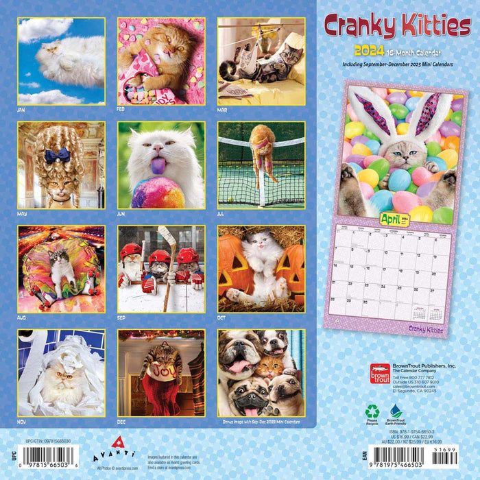2024 Avanti Cranky Kitties Wall Calendar