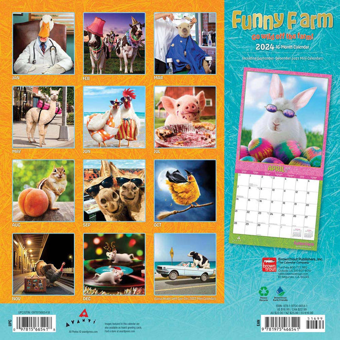 2024 Avanti Funny Farm Wall Calendar