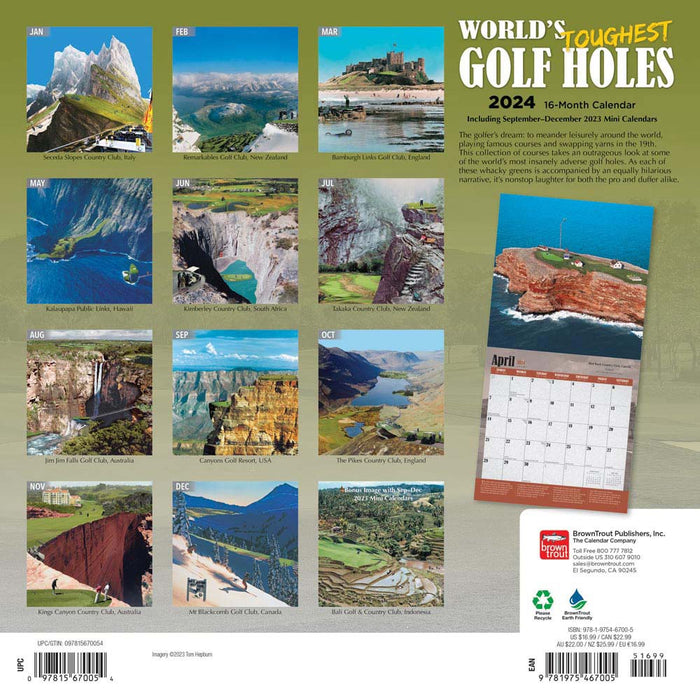 2024 World's Toughest Golf Holes Wall Calendar