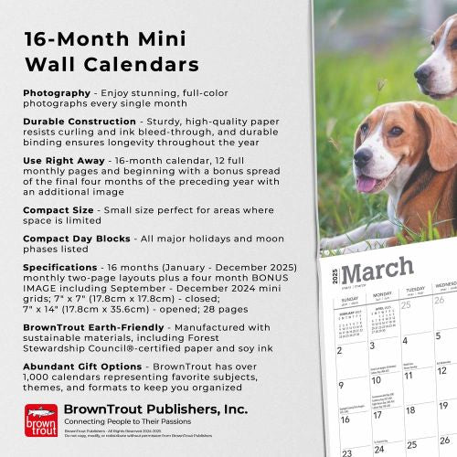 2025 Beagles Mini Wall Calendar