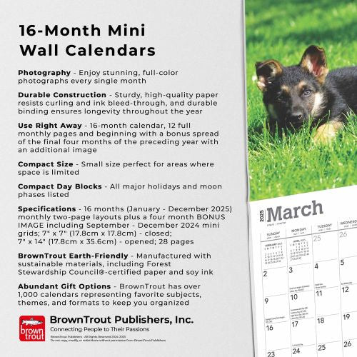 2025 German Shepherd Puppies Mini Wall Calendar by  BrownTrout Publishers Inc from Calendar Club