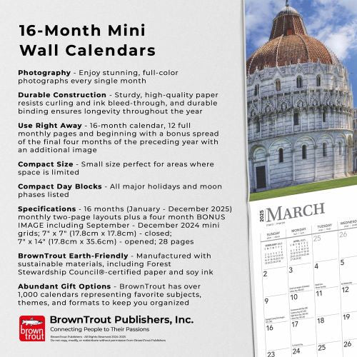 2025 Italy Mini Wall Calendar by  BrownTrout Publishers Inc from Calendar Club