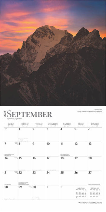 2025 World's Greatest Mountains Wall Calendar by  BrownTrout Publishers Inc from Calendar Club