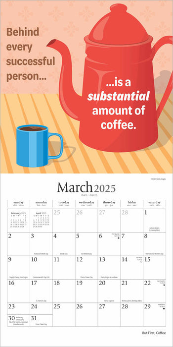 2025 But First Coffee: Brush Dance Mini Wall Calendar by  BrownTrout Publishers Inc from Calendar Club