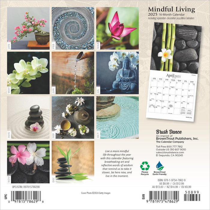 2025 Mindful Living: Brush Dance Mini Wall Calendar by  BrownTrout Publishers Inc from Calendar Club