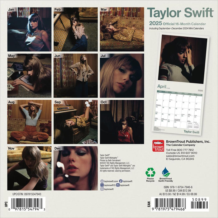 Calendar Club 2025 Taylor Swift Mini Wall Calendar calendar-club-2025-taylor-swift-mini-wall-calendar