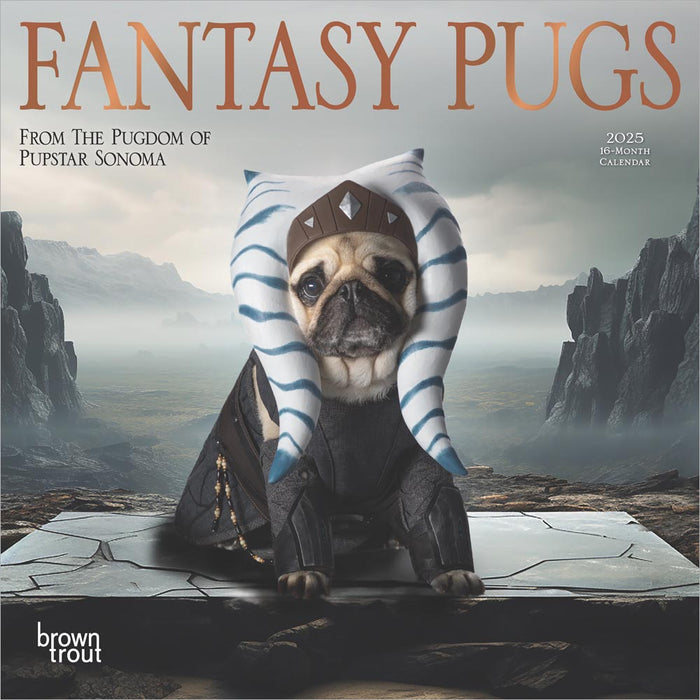 2025 Fantasy Pugs Mini Wall Calendar by  BrownTrout Publishers Inc from Calendar Club