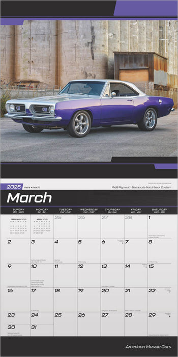 2025 American Muscle Cars Wall Calendar