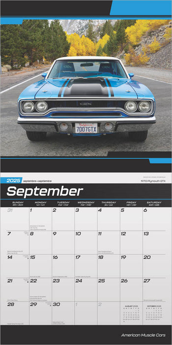 2025 American Muscle Cars Wall Calendar