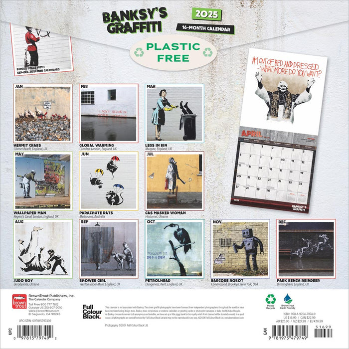 2025 Banksy's Graffiti Wall Calendar by  BrownTrout Publishers Inc from Calendar Club