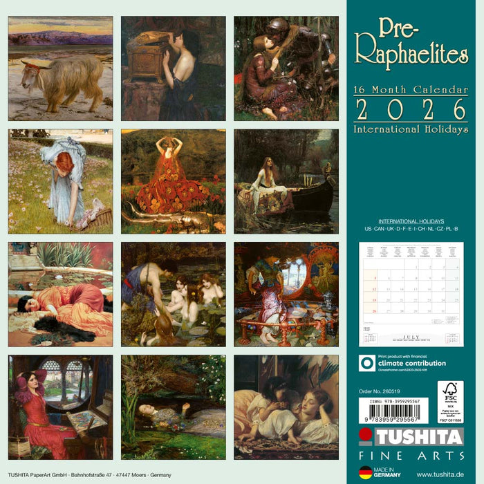 Pre Raphaelites 2026 Square Wall Calendar