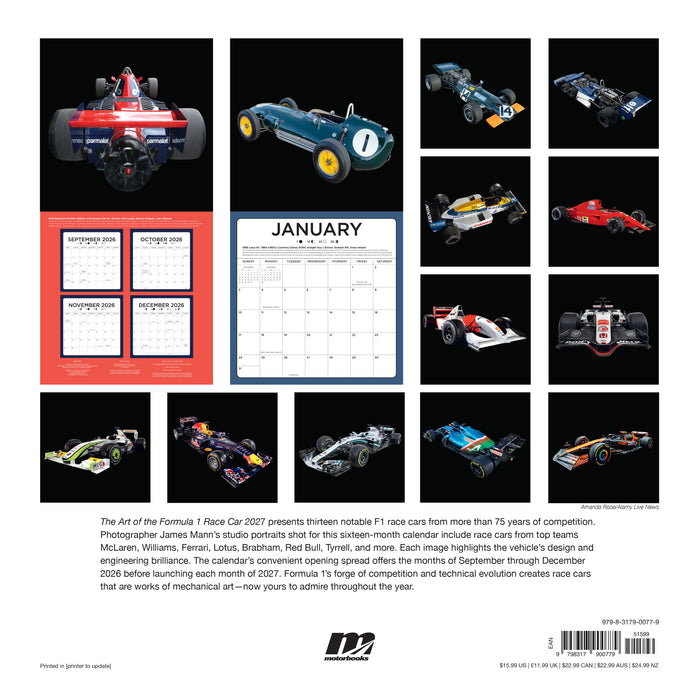 The Art of Formula ONE RaceCar 2027 Square Wall Calendar