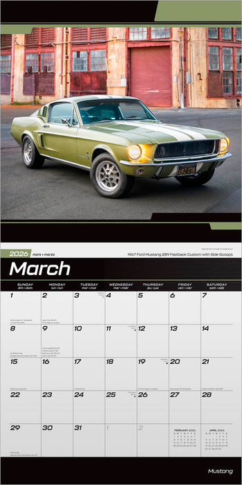 Ford Mustang 2026 Square Wall Calendar