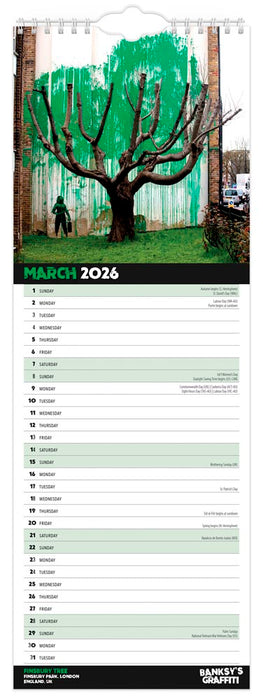 Banksy's Graffiti 2026 Slimline Wall Calendar
