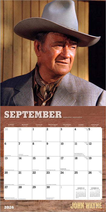 John Wayne 2026 Square Wall Calendar