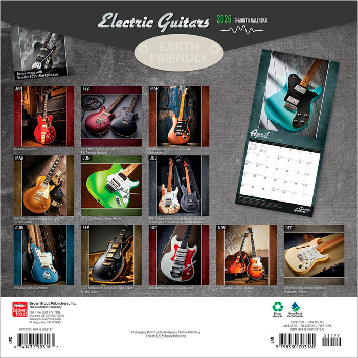 Electric Guitars 2026 Square Wall Calendar