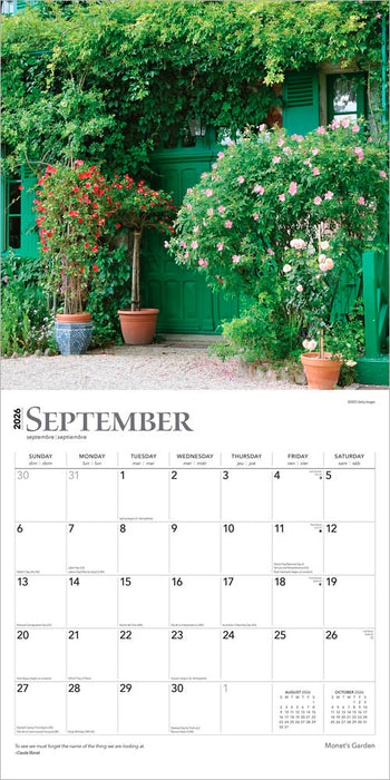Monet's Garden 2026 Square Wall Calendar