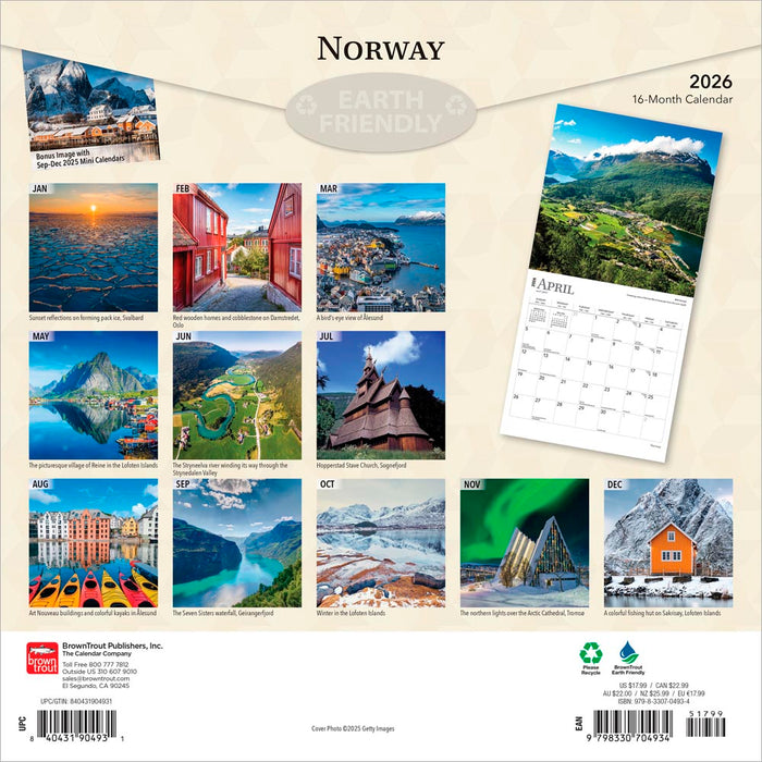 Norway 2026 Square Wall Calendar