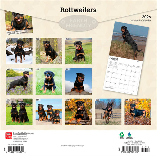 Rottweilers 2026 Square Wall Calendar