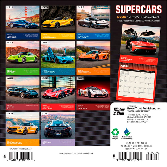 Supercars 2026 Mini Wall Calendar