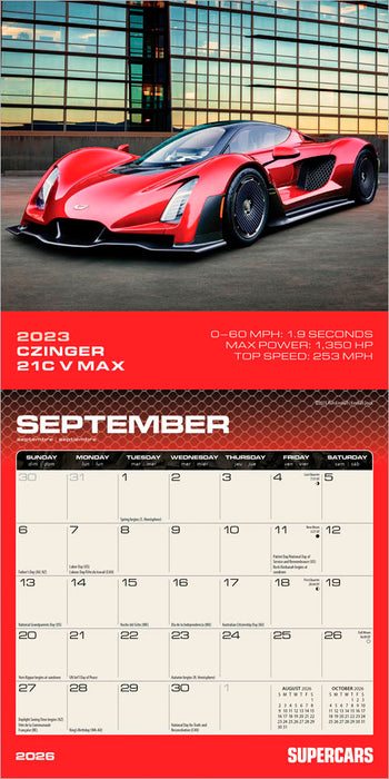 Supercars 2026 Mini Wall Calendar