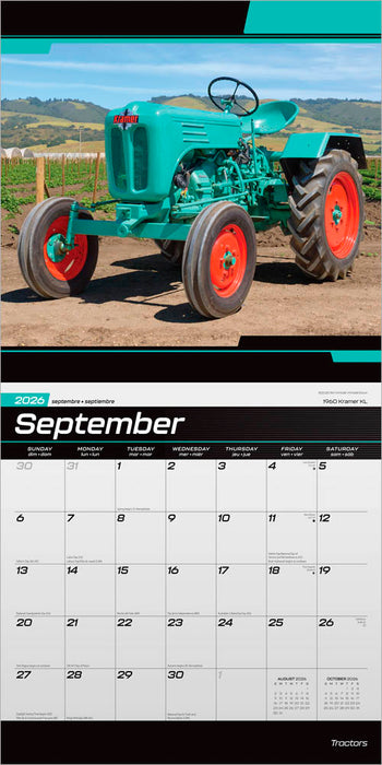 Tractors 2026 Square Wall Calendar