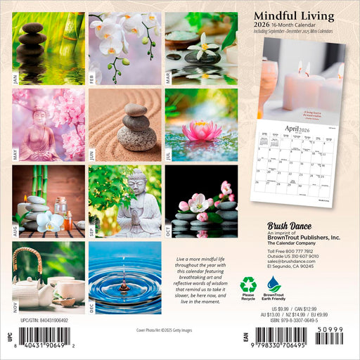 Mindful Living 2026 Mini Wall Calendar