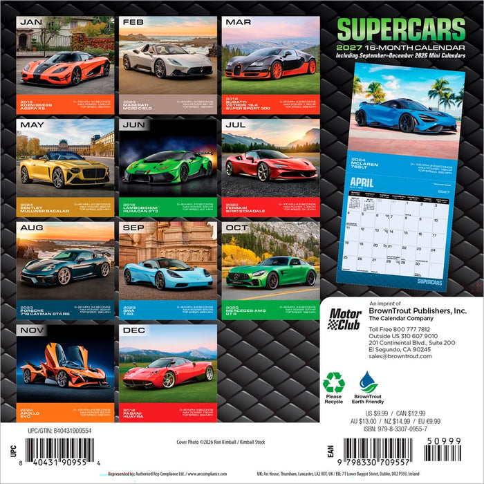 Supercars 2027 Mini Wall Calendar
