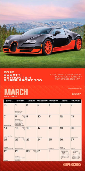 Supercars 2027 Mini Wall Calendar