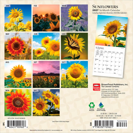 Sunflowers 2027 Mini Wall Calendar