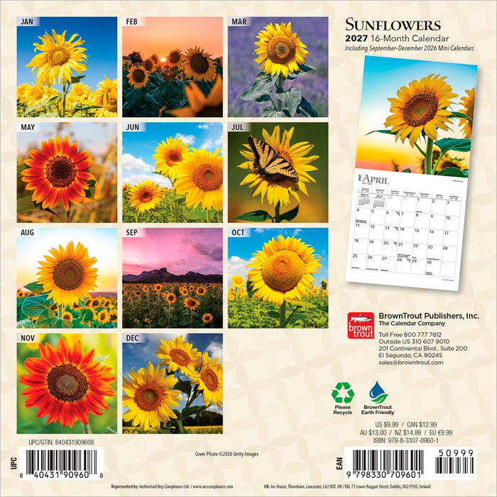 Sunflowers 2027 Mini Wall Calendar