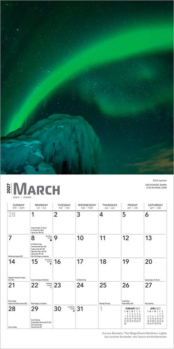 Aurora Borealis Les Astronomy 2027 Mini Wall Calendar