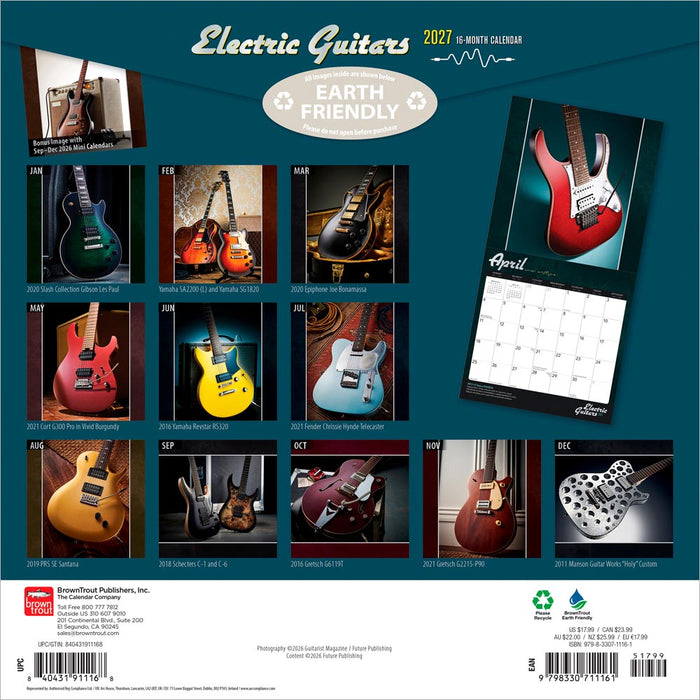 Electric Guitars 2027 Square Wall Calendar