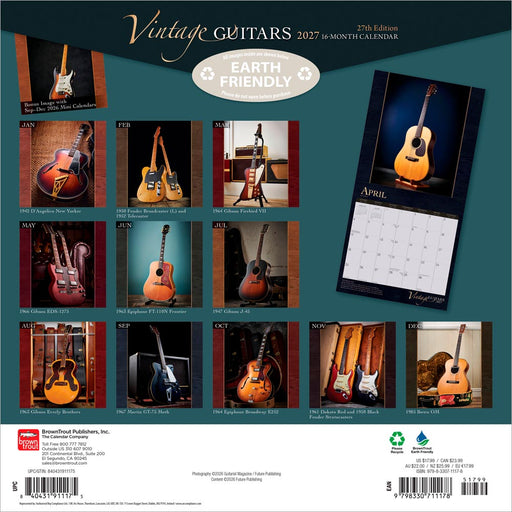 Vintage Guitars 2027 Square Wall Calendar