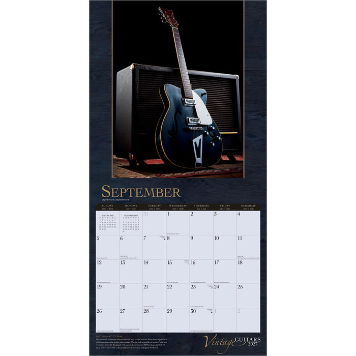 Vintage Guitars 2027 Square Wall Calendar