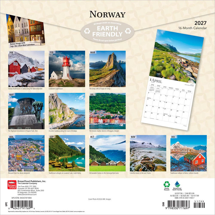 Norway 2027 Square Wall Calendar