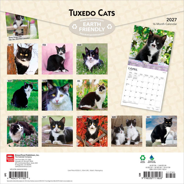 Tuxedo Cats 2027 Square Wall Calendar