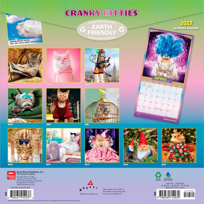 Avanti Cranky Kitties 2027 Square Wall Calendar