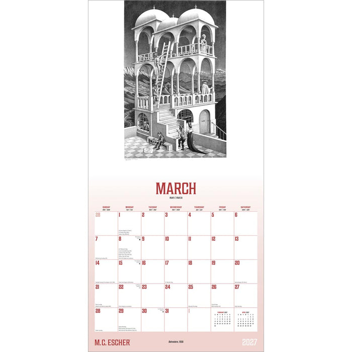 M C Escher 2027 Square Wall Calendar