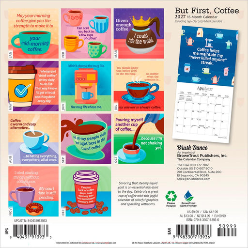 But First Coffee 2027 Mini Wall Calendar