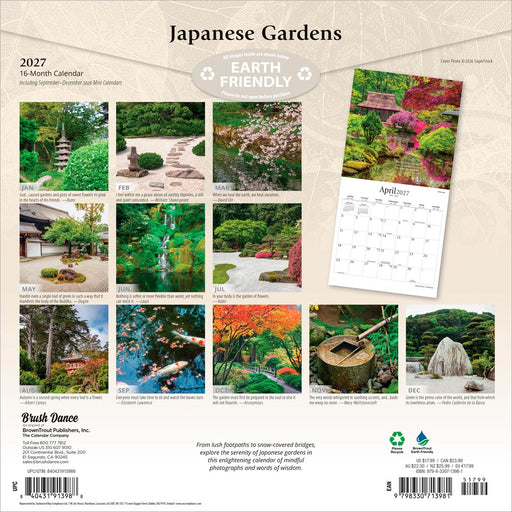 Japanese Gardens 2027 Square Wall Calendar